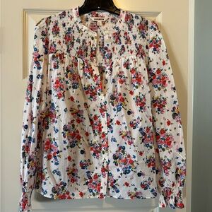 Boden White Floral Blouse with Multicolor Accents